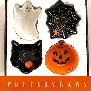 “Potterybarn” vintage look ceramic Halloween candy dishes (4)